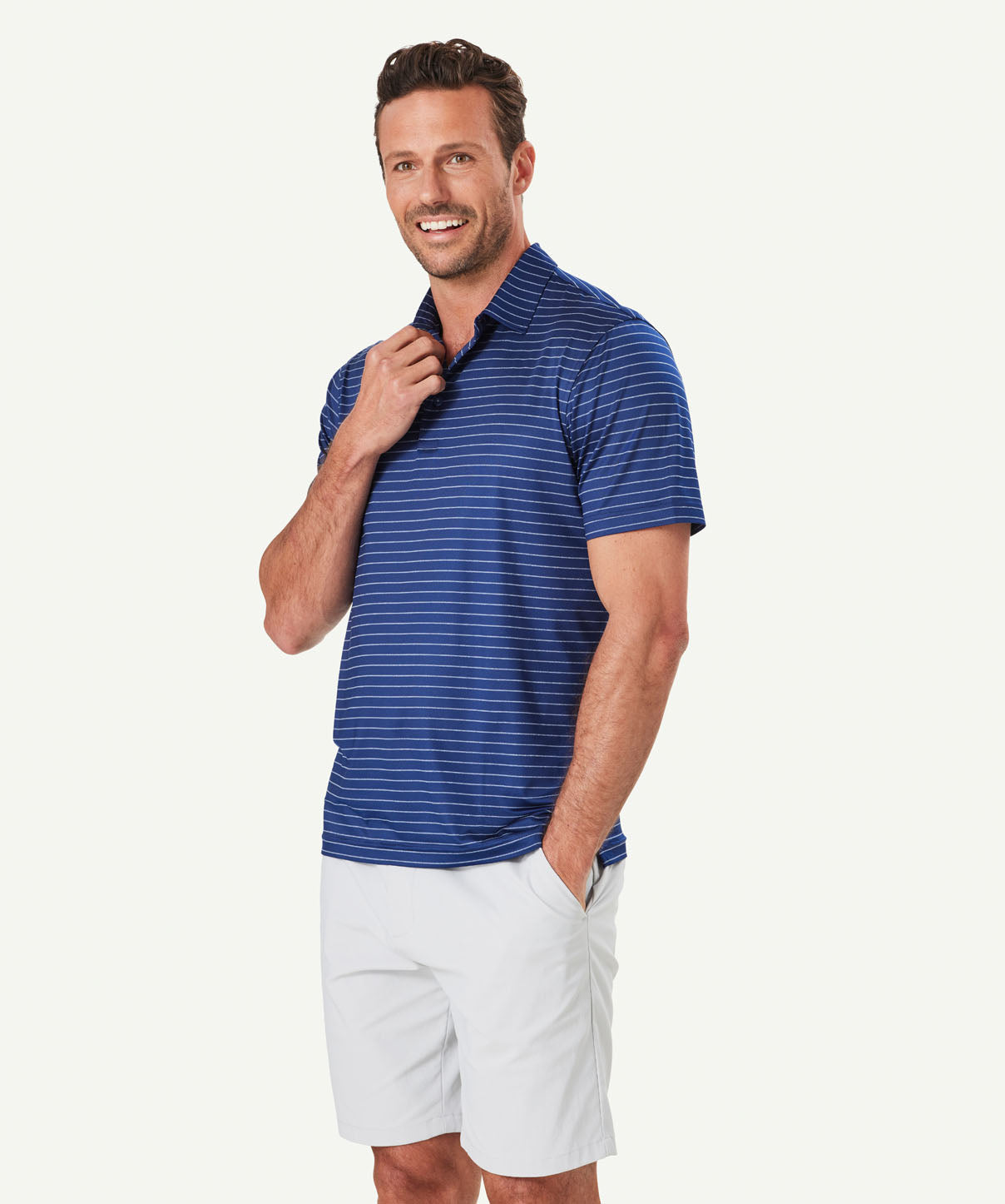 GAZFLEX Stripe Polo - Denim - Polos - GAZMAN